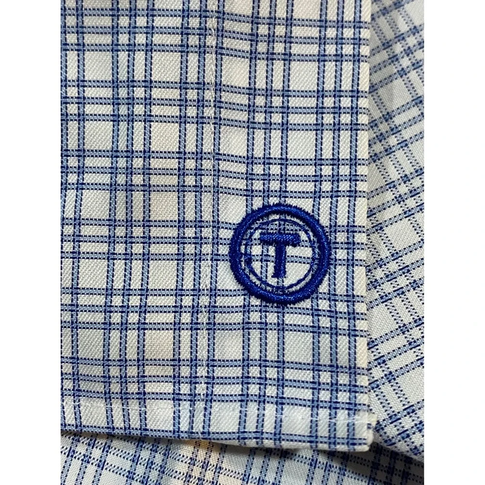 Twillory Mens 16.5 34/35 Tailored Fit Non-Iron Safe Cotton Blue Check Shirt